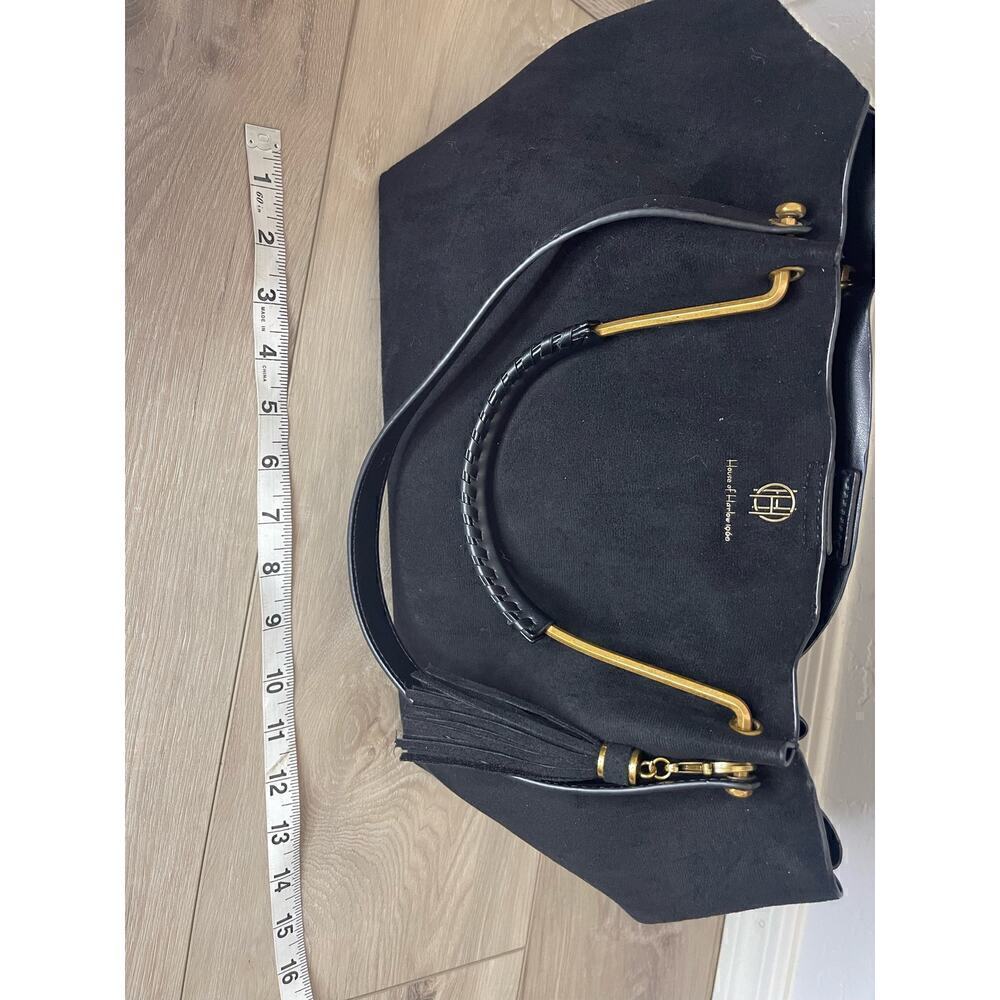 NWT House of Harlow 1960 Black Suede Luxe Satchel & Wristlet - Picture 11 of 11